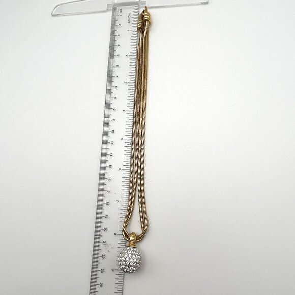 Vintage Swarovski Crystal Ball Pendant on Double Snake Chain Necklace - Picture 3 of 11